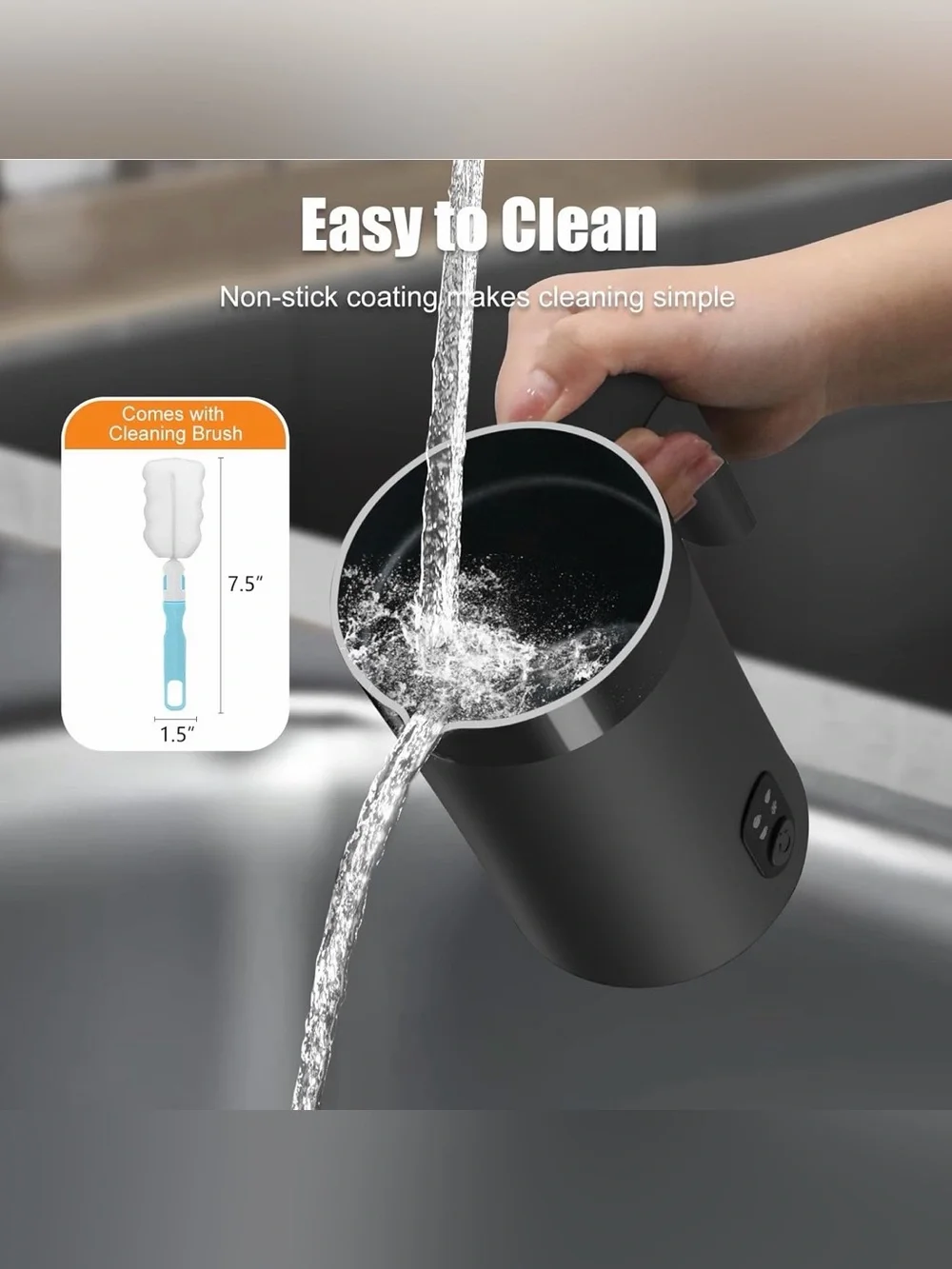 Electric Milk Frother - Matte Black 4 in 1